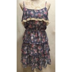 Maurices Floral Tiered Ruffle Sleeveless Dress M